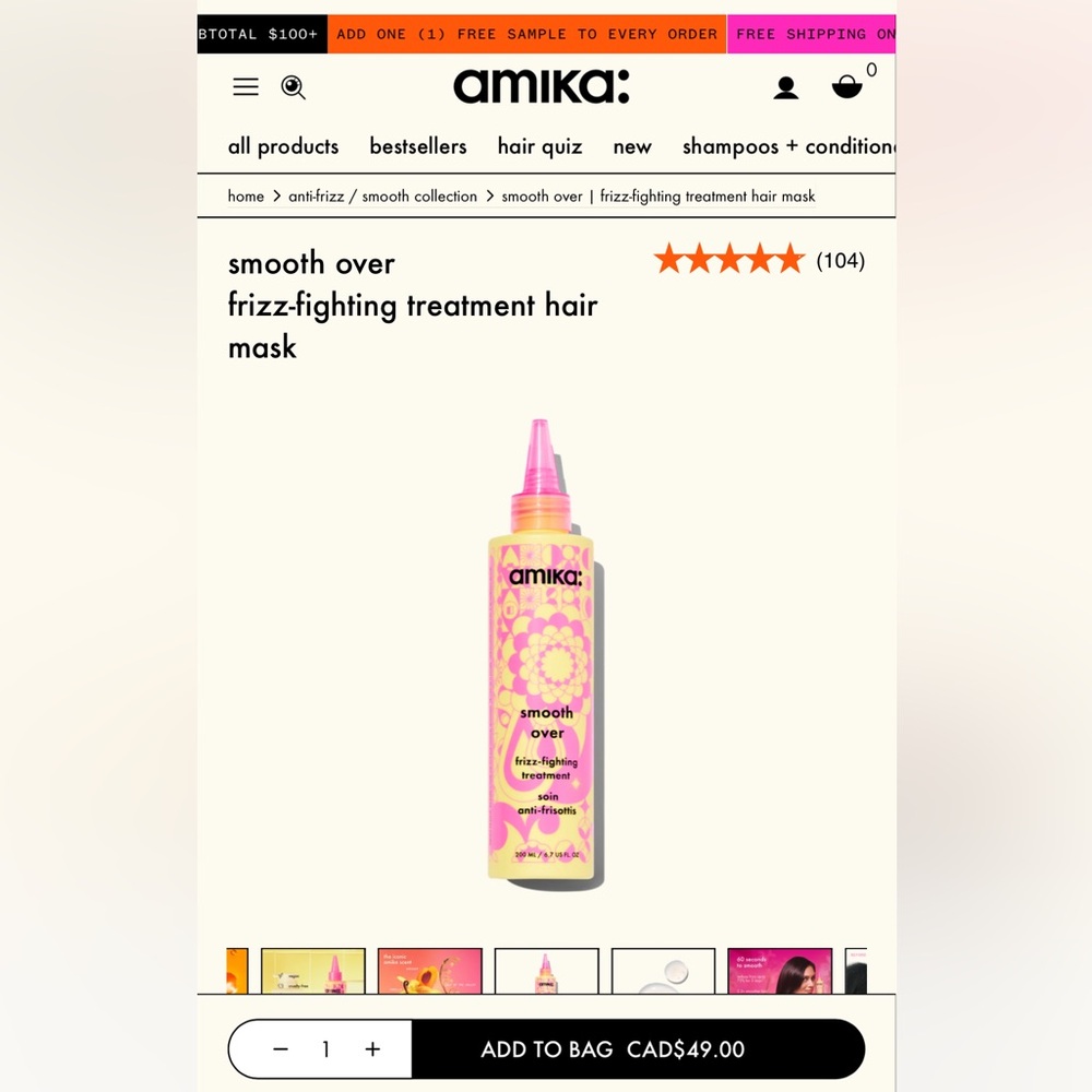 Amika - smooth over frizz fighting treatment 200ml rinse out conditioner - Picture 4 of 8